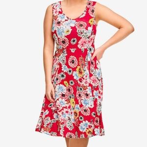 Woman Within sleeveless midi dress in red floral size 22/24